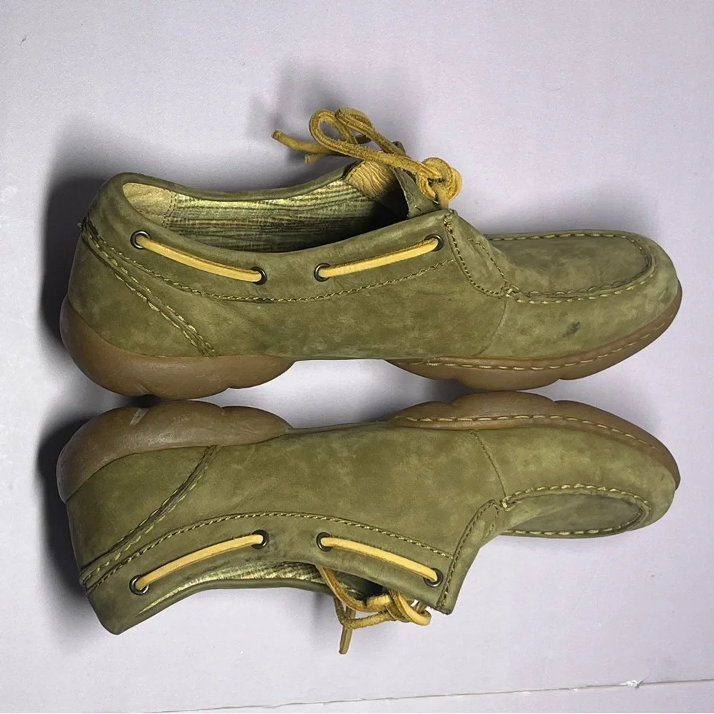 Born Naturals 9 1/2 Men's Lace Up Loafer Outdoor Sole Shoes Olive Green Brown